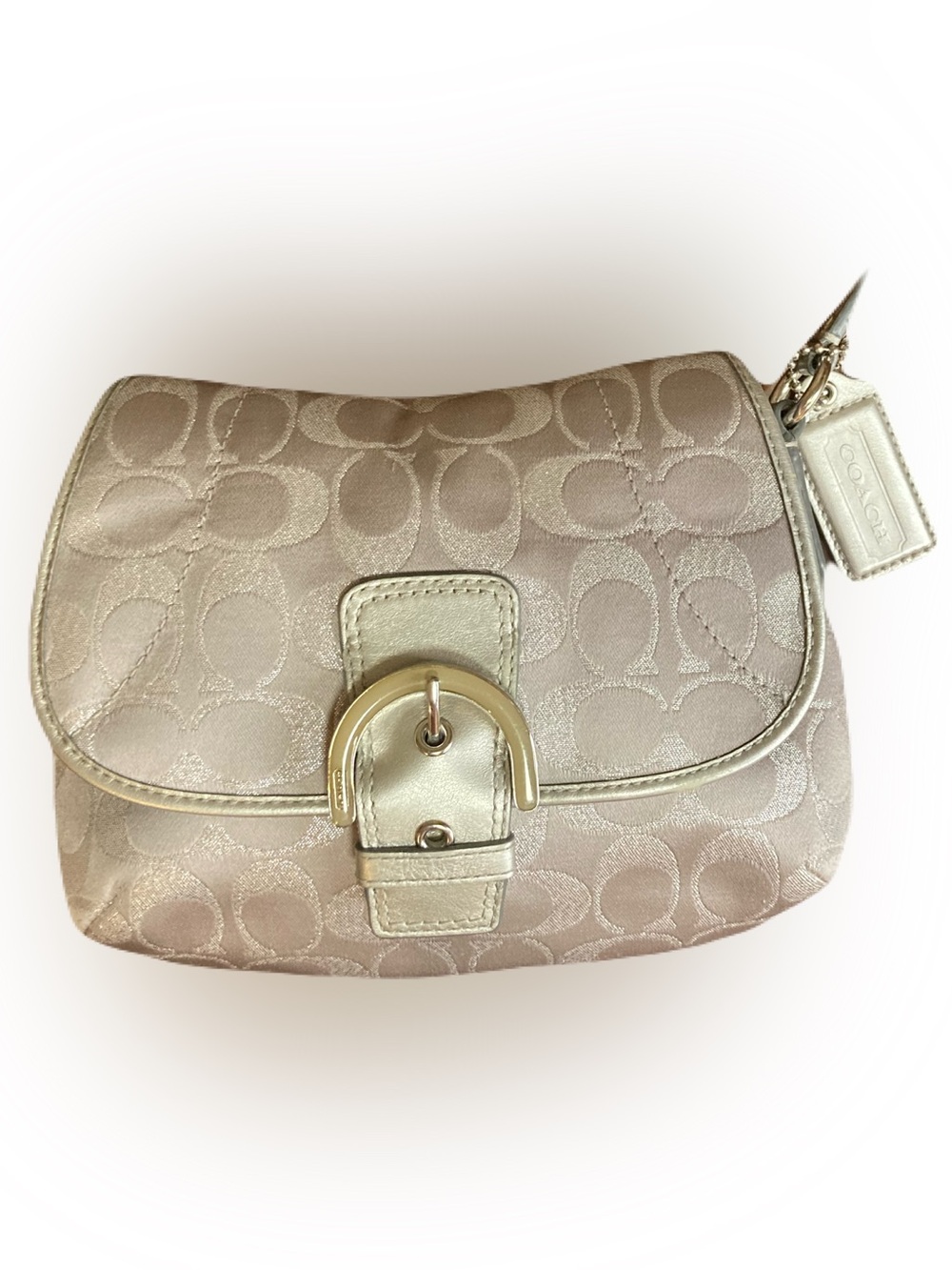 Coach Vintage Y2K Soho Flap Crossbody  #F18905 Silver Metallic Signature Canvas